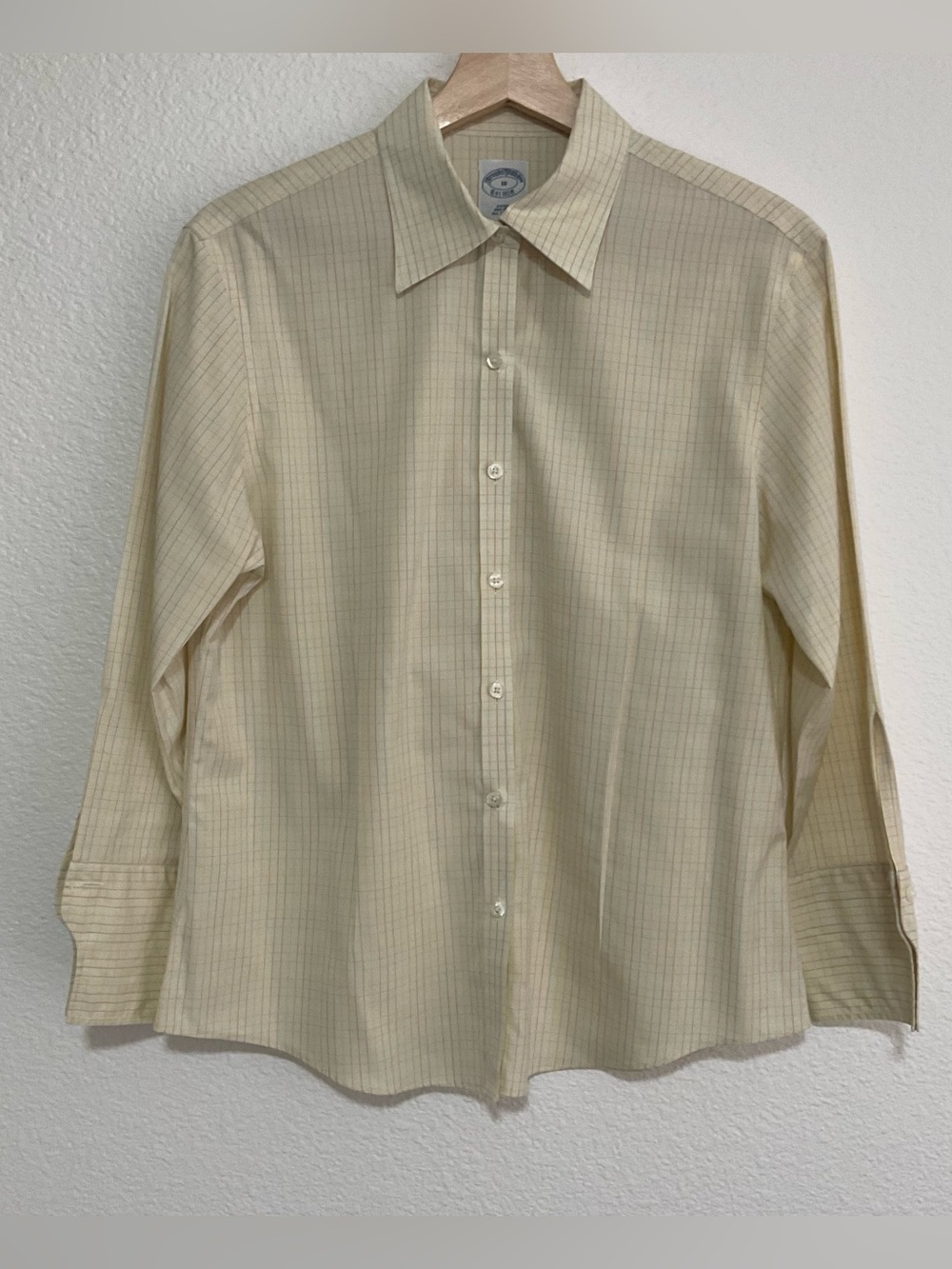 Brooks Brothers Shirt Top Women’s Light Yellow Button Down Blouse 100% Cotton